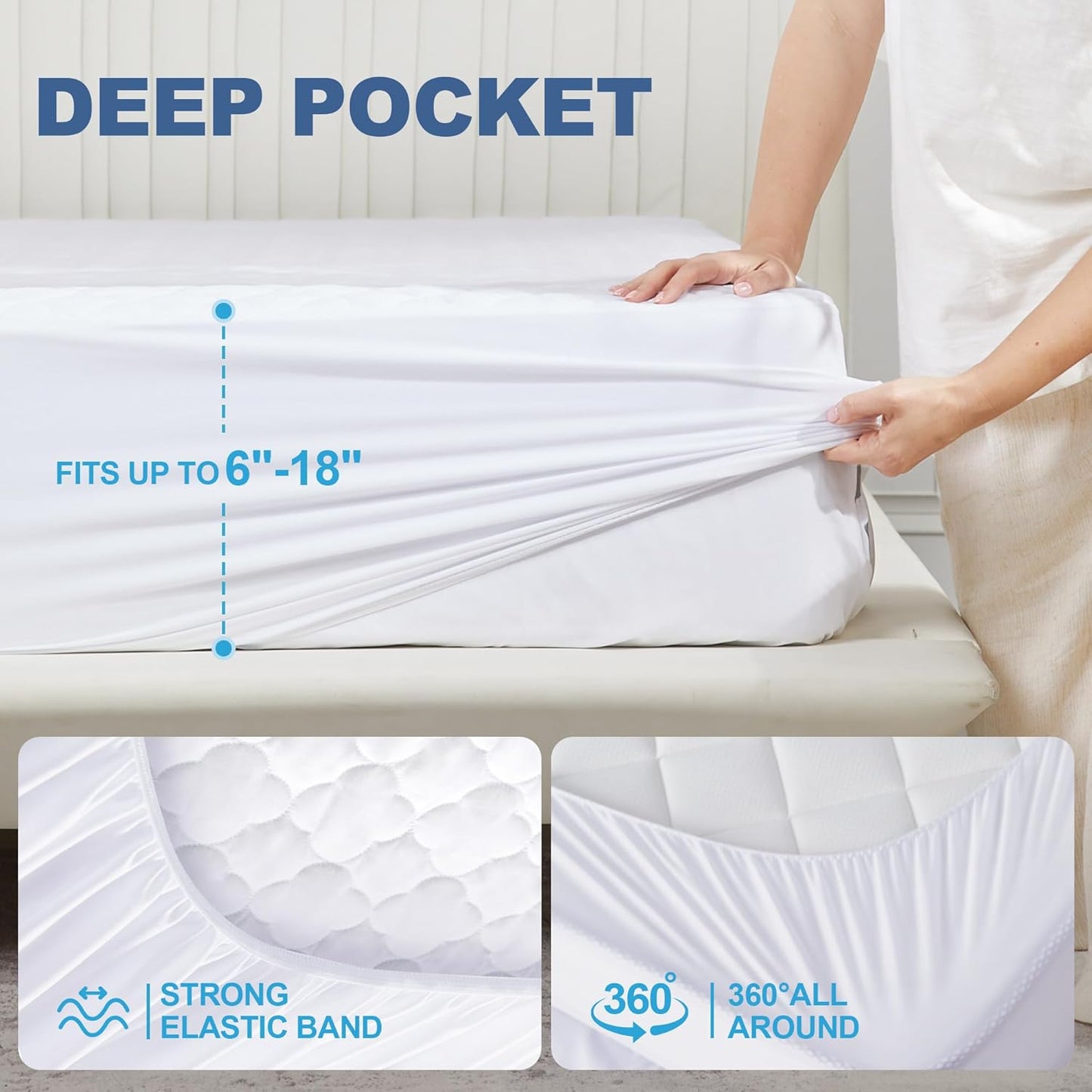 Quilted Fitted Mattress Pad Waterproof Mattress Protector