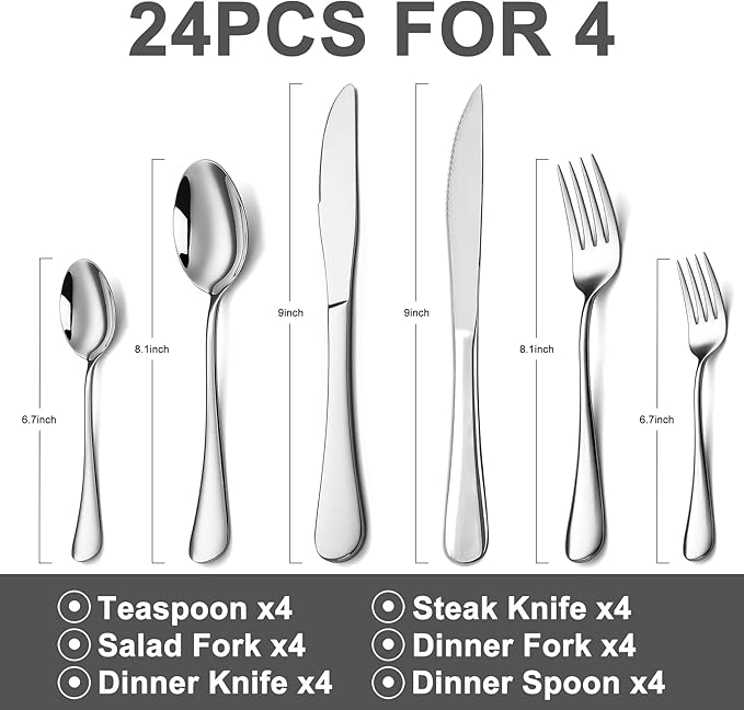 24pcs stainless steel cutlery set, silverware