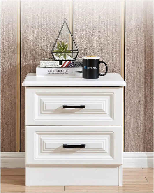 Simplicity Wooden Bedside Table with 2 Drawers, Multifunctional Bedside Table