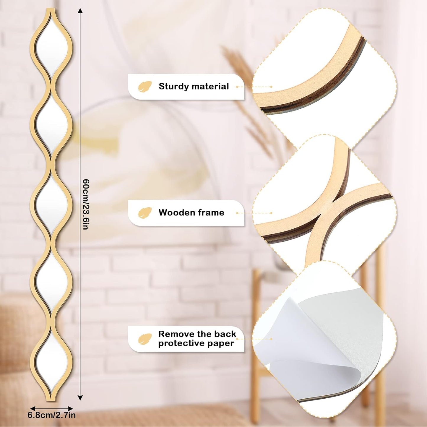 Set of 3 Teardrop Mirror Wall Decor