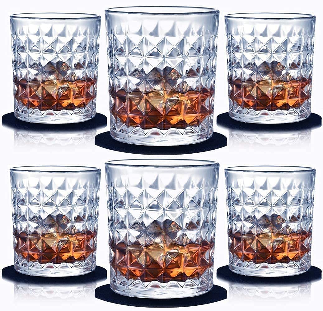 6pcs Medium Whiskey Glass 250ml Hard Glass Glasses Brandy Vodka Liquor Whiskey Drinking Glasses