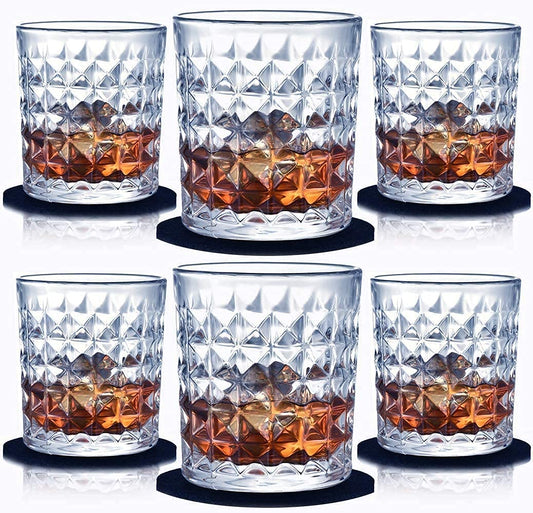 6pcs Medium Whiskey Glass 250ml Hard Glass Glasses Brandy Vodka Liquor Whiskey Drinking Glasses