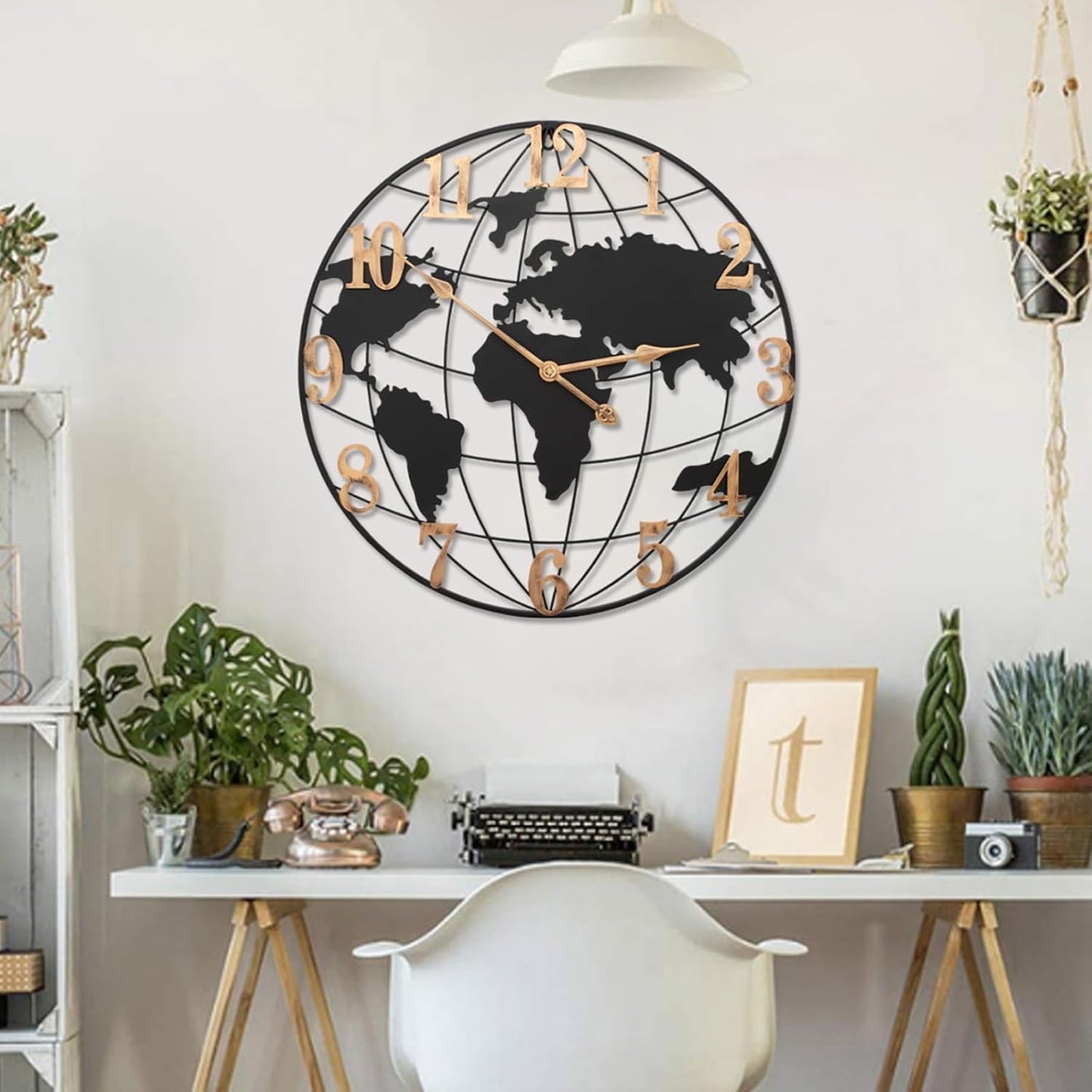 Large World Map Wall Clock for Living Room Decoration 60cm Modern Home Decor