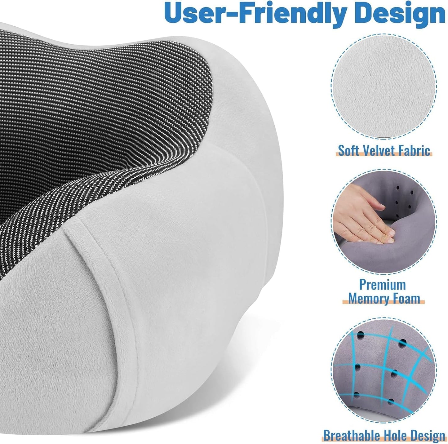 Travel Neck Pillow Pain Relief Soft Cervical Breathable Travel Comfy Pillow