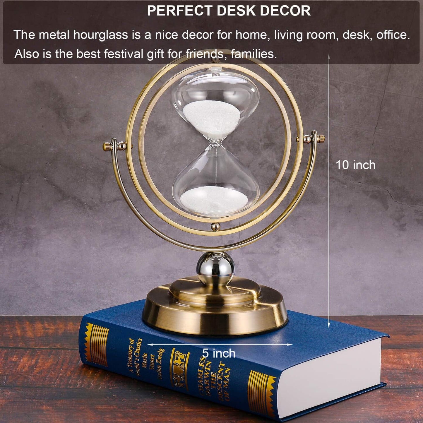 Sand Hourglass Hourglass Design 30 Minutes Metal Glass Sand Clock Rotating Timer Decorations Home Modern Objects Desk Gadgets