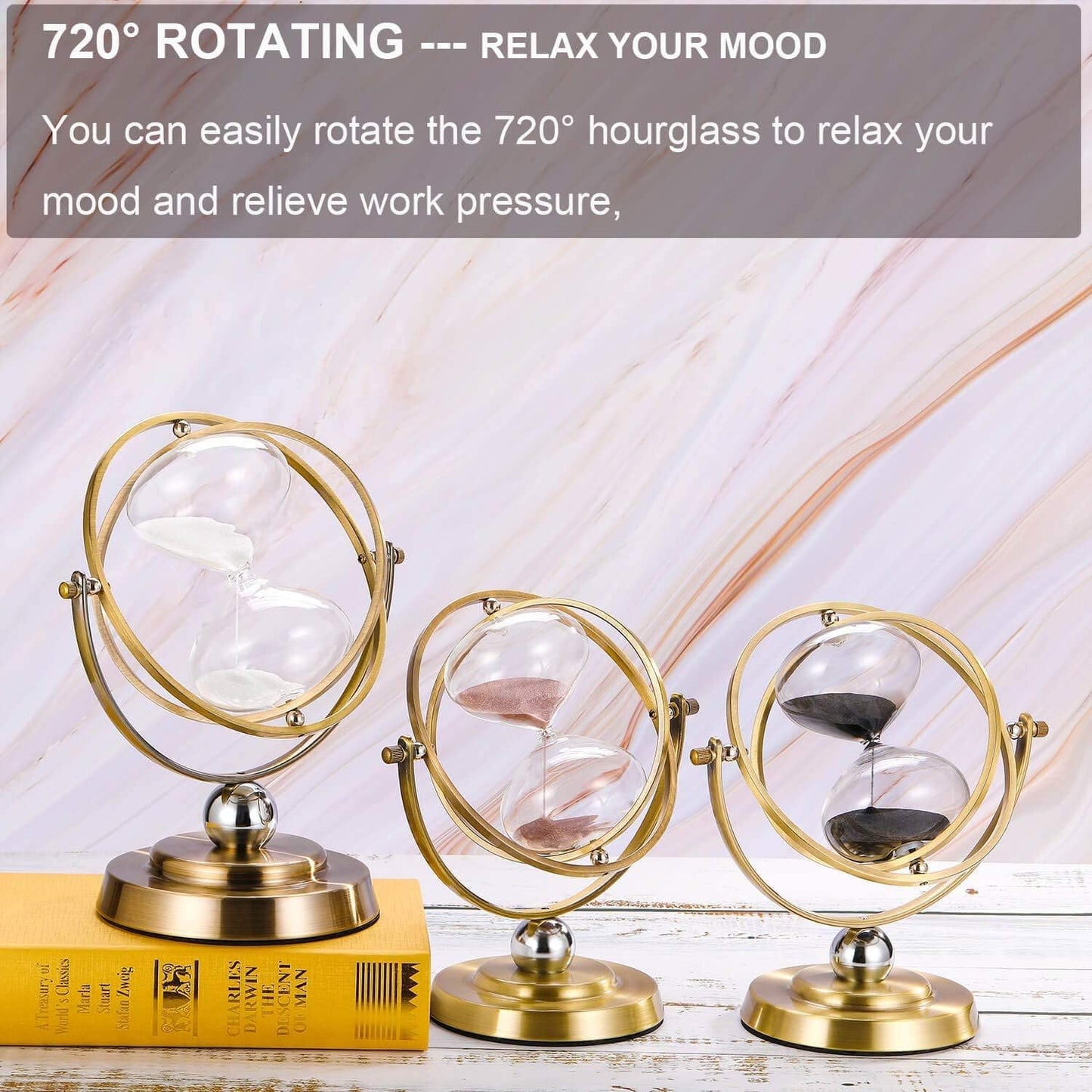 Sand Hourglass Hourglass Design 30 Minutes Metal Glass Sand Clock Rotating Timer Decorations Home Modern Objects Desk Gadgets