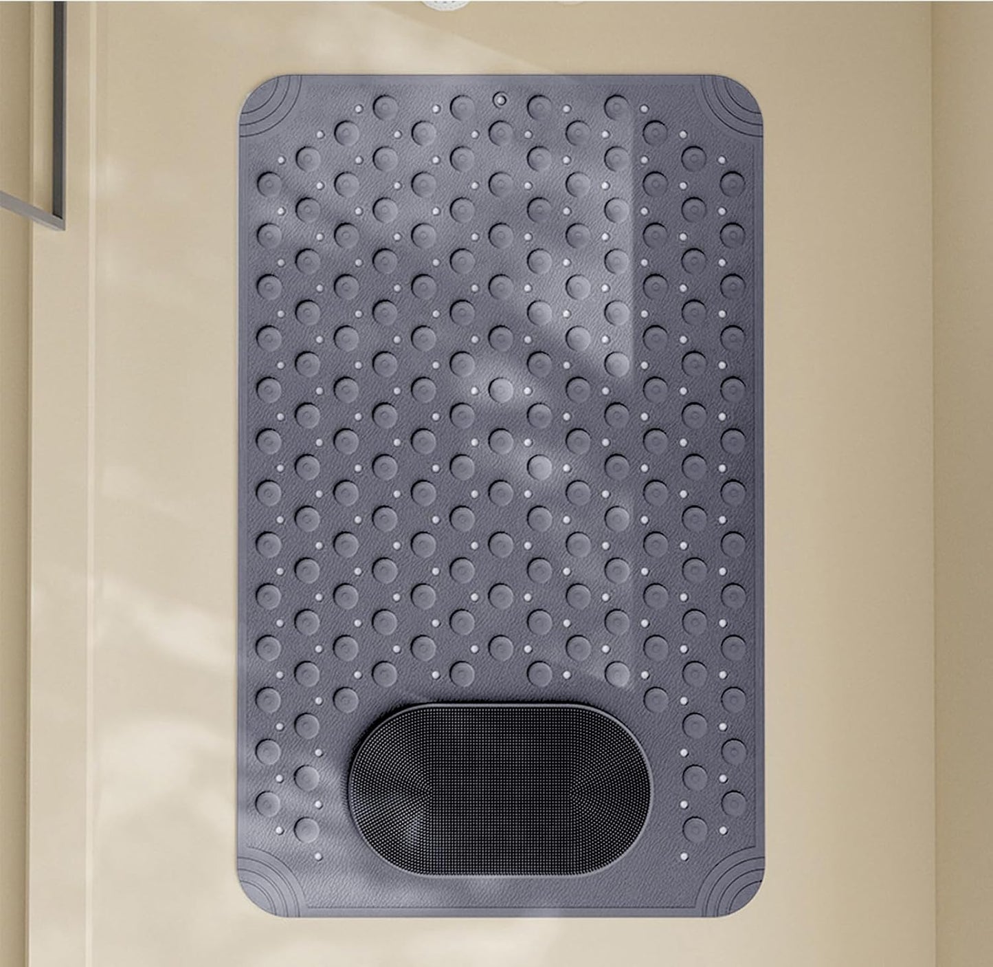 Shower Mat Non Slip - Bathtub Mat with Suction Cups and Drain Holes with Foot Scrubber Massage