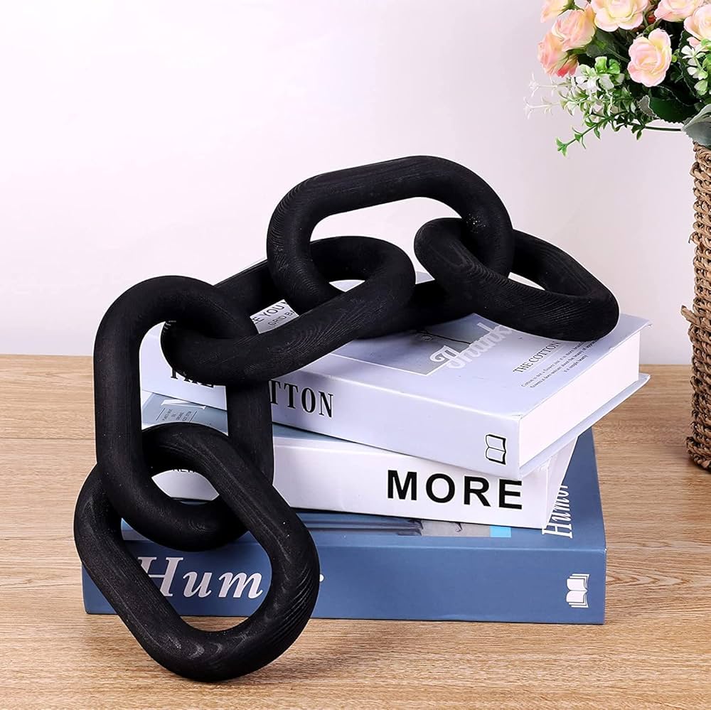 5-Link Wood Knot Rustic Decorative Accents Black Wood Chain