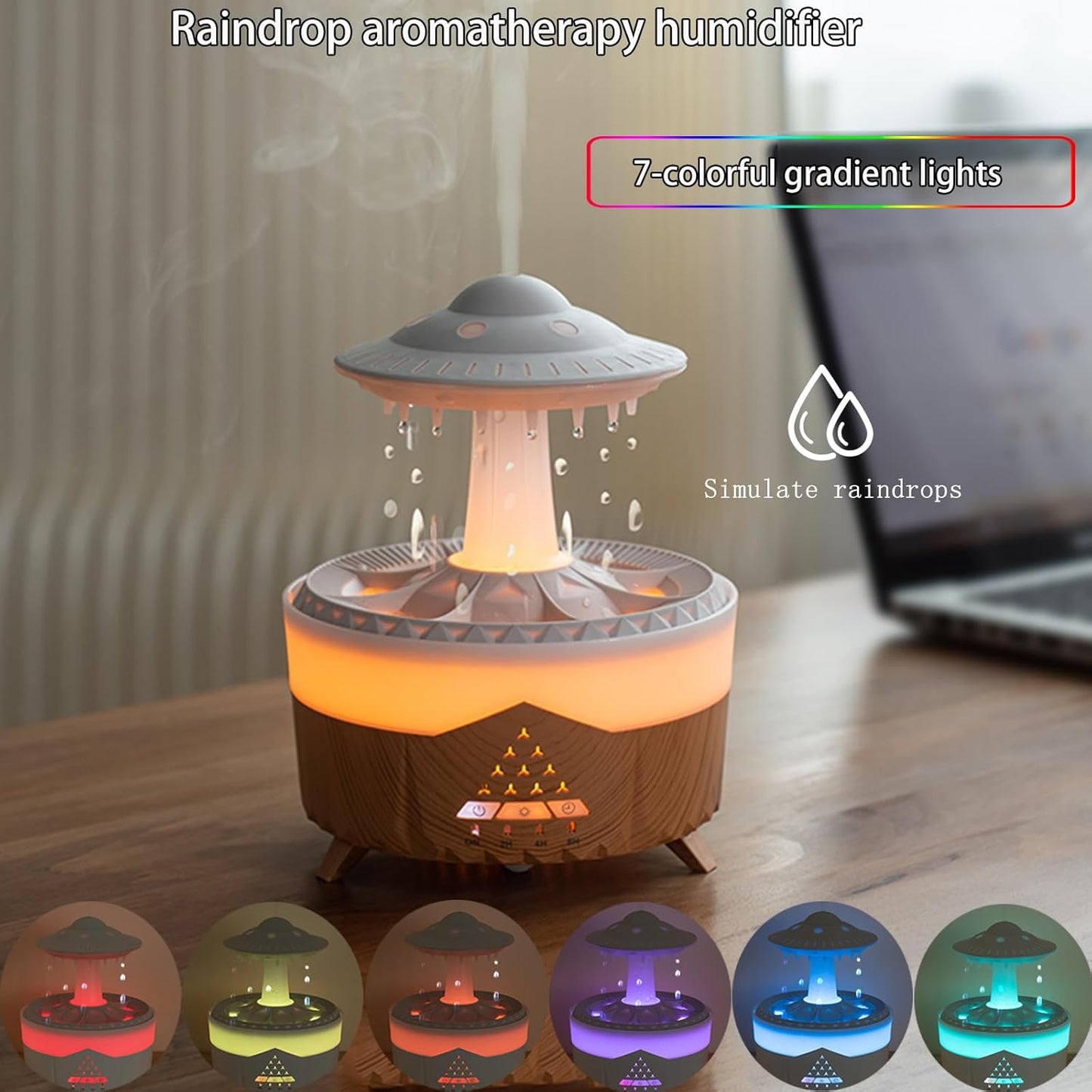 Aroma Humidifier Raindrop Humidifier with Colorful Lights