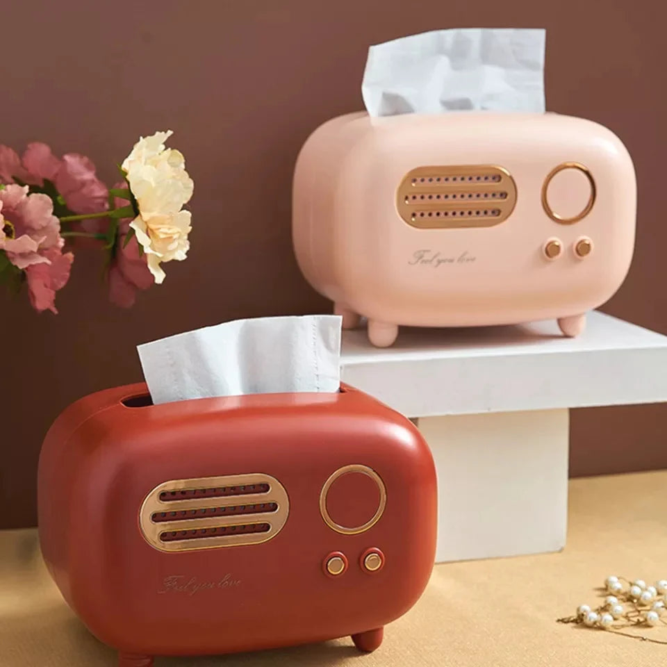 Radio-like tissue serviette holder