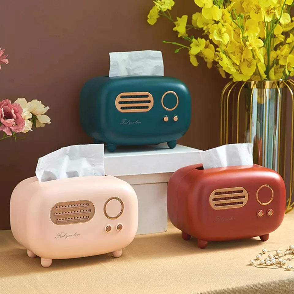 Radio-like tissue serviette holder