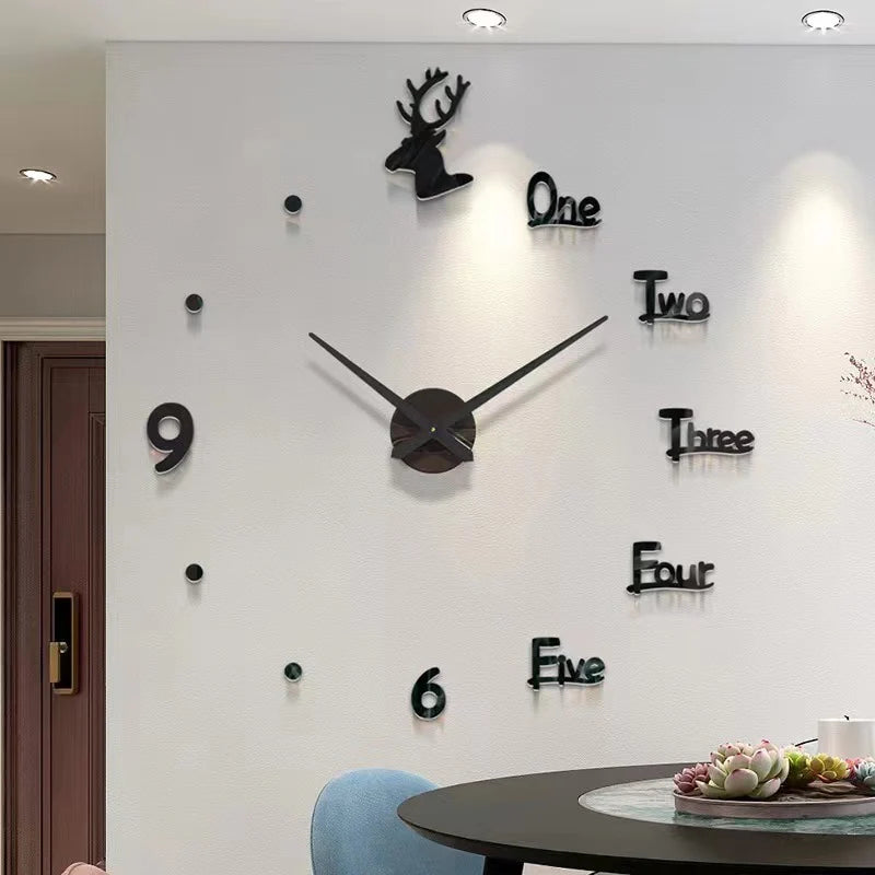 3D Acrylic Mirror Wall Clock DIY Luminous