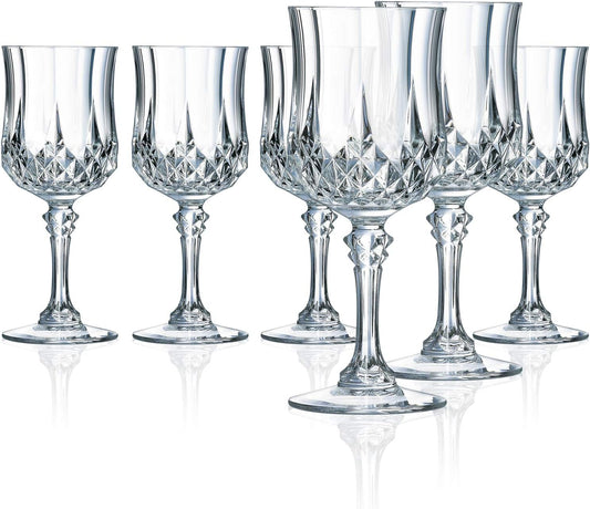 6pcs Cristal D'Arques Longchamp France Stemware 24% Lead Crystal glass 6" tall Pair