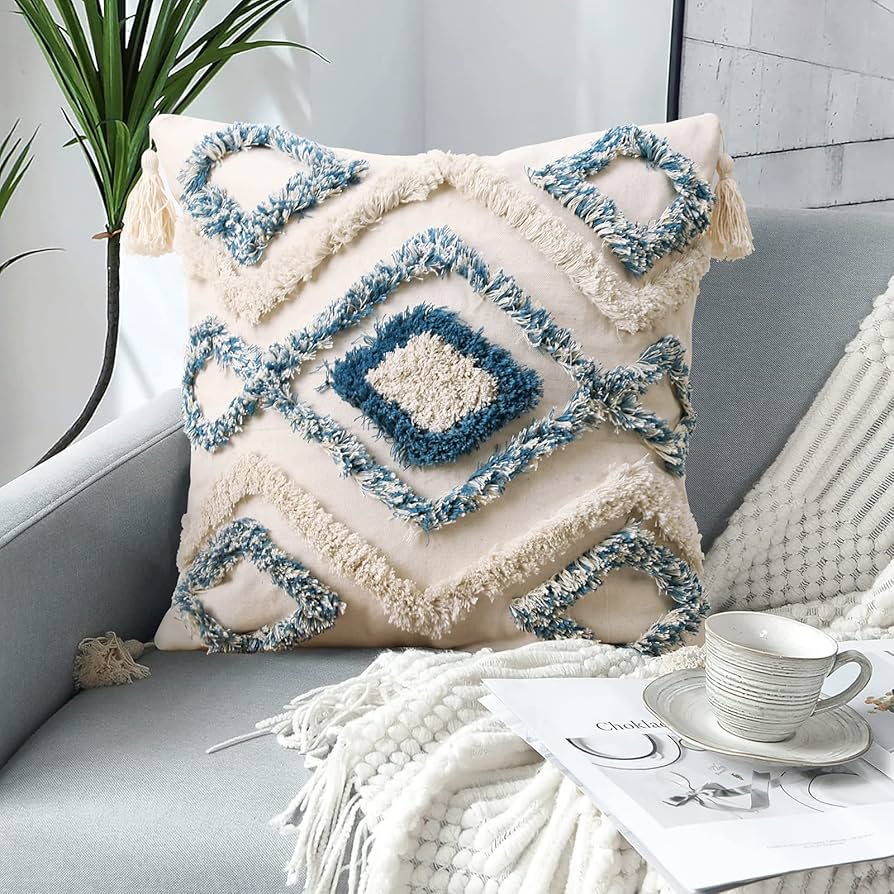 Boho Style Tufted Tassel Throw Pillow Cover/Pillowcase