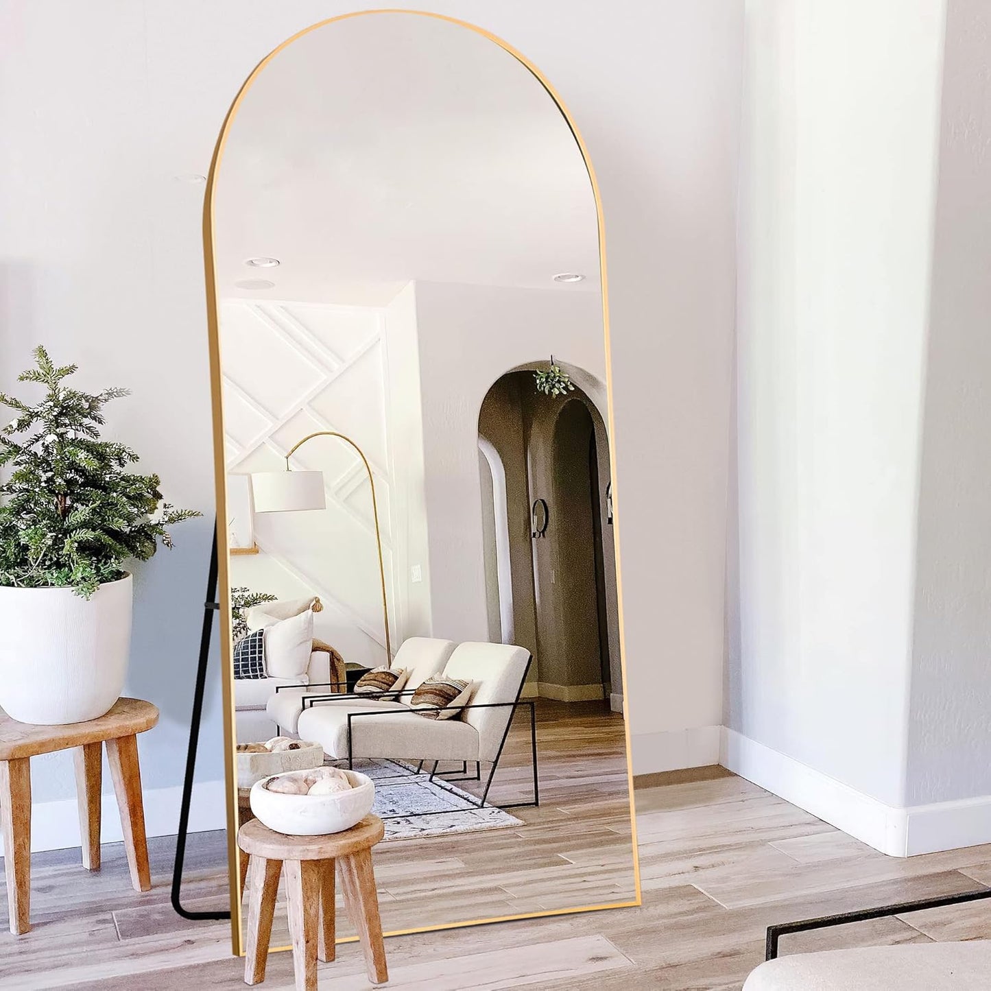 Full Length Dressing Mirror Arched Floor Wall Mirror with Stand Full Body Mirror for Bedroom Dressing Room Living Room