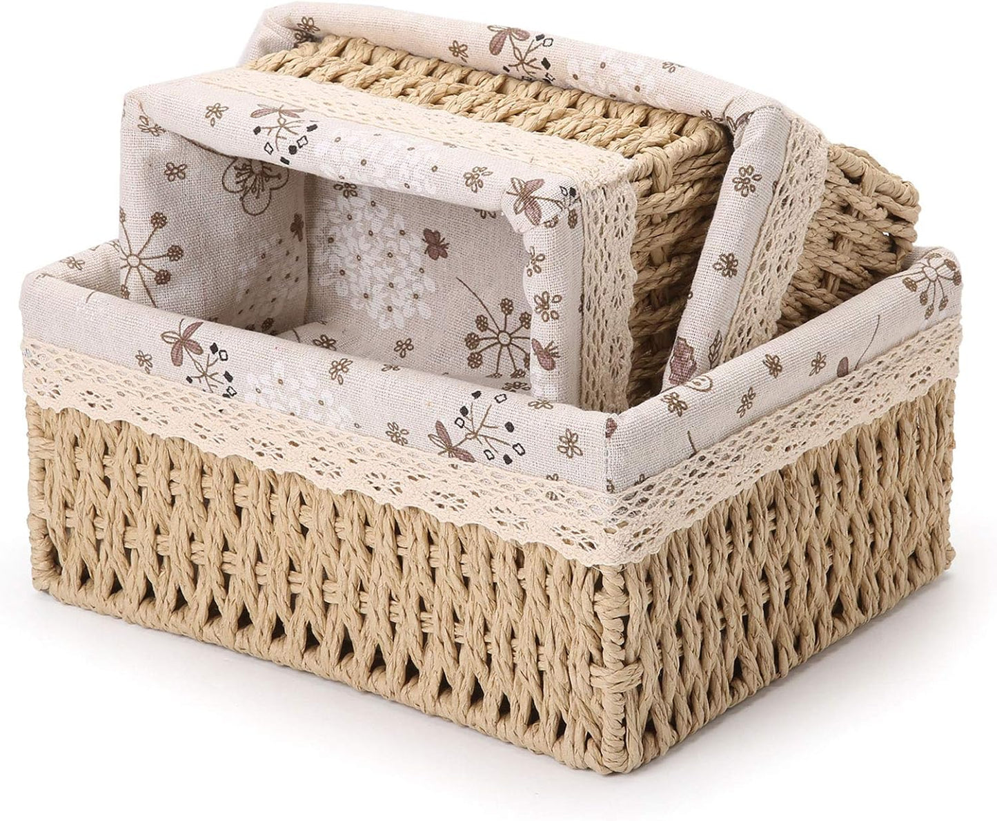 3pcs Multi-functional Handmade Rattan Storage Basket