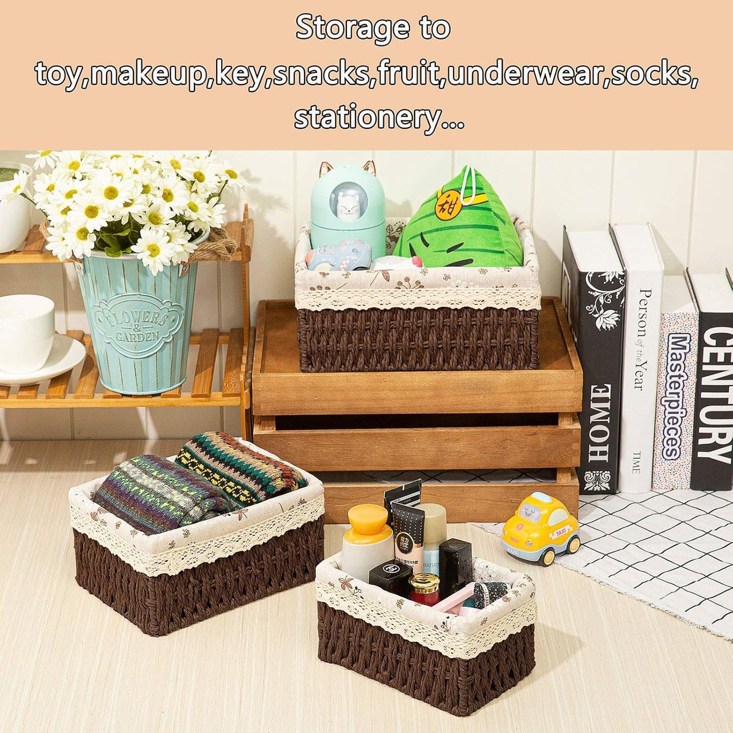 3pcs Multi-functional Handmade Rattan Storage Basket