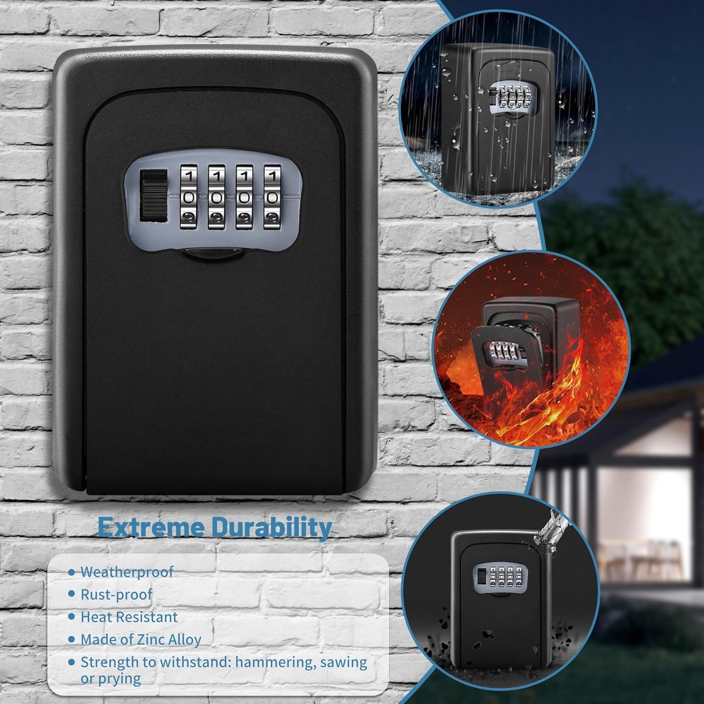 Weatherproof Wall-mounted Key Safe Password Key Box