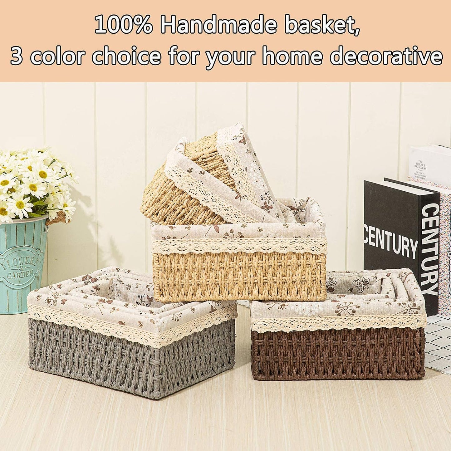 3pcs Multi-functional Handmade Rattan Storage Basket