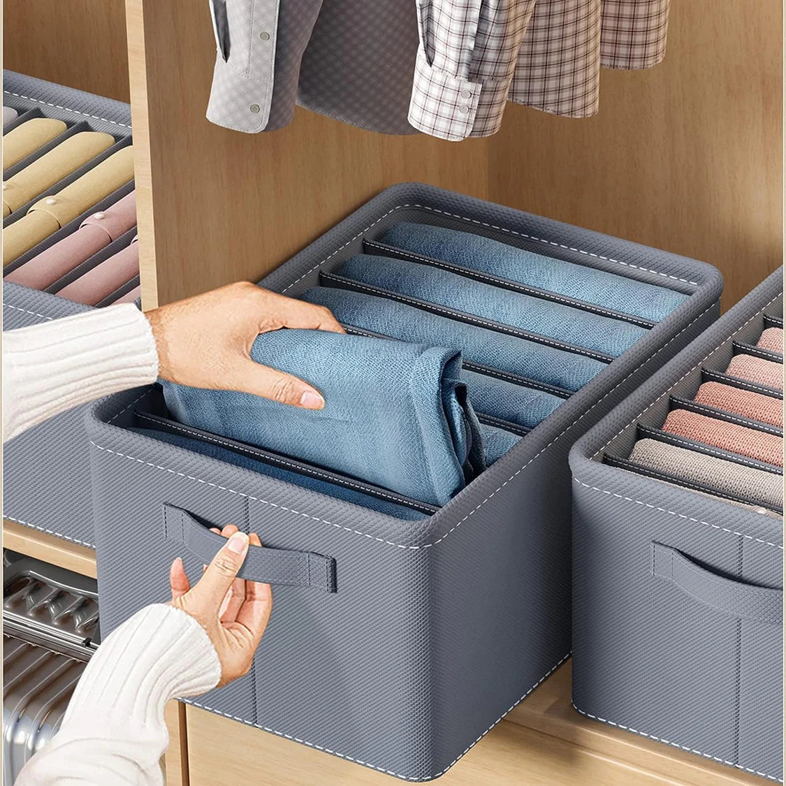 Wardrobe Clothes Organizer, Foldable Jeans Drawer Closet Organizer