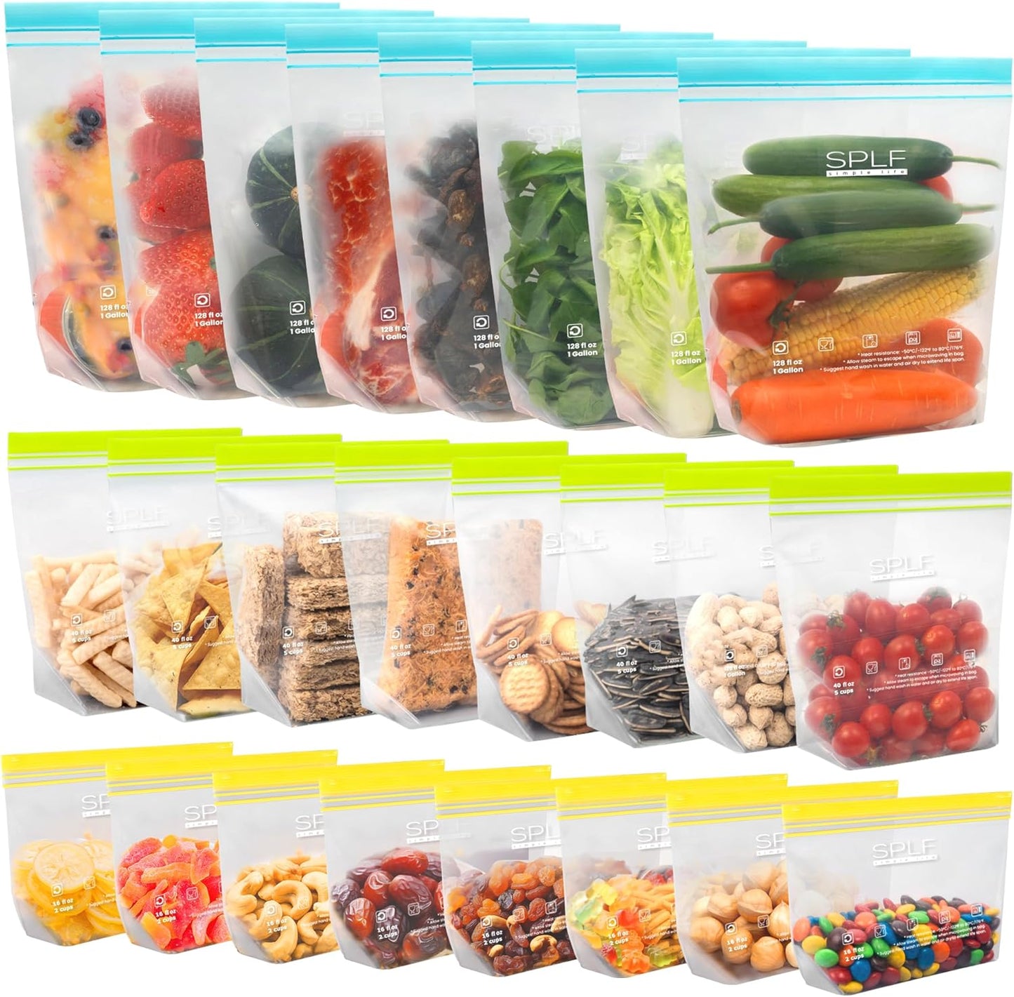 20pcs Reusable Zip lock Fridge Bags 2kg