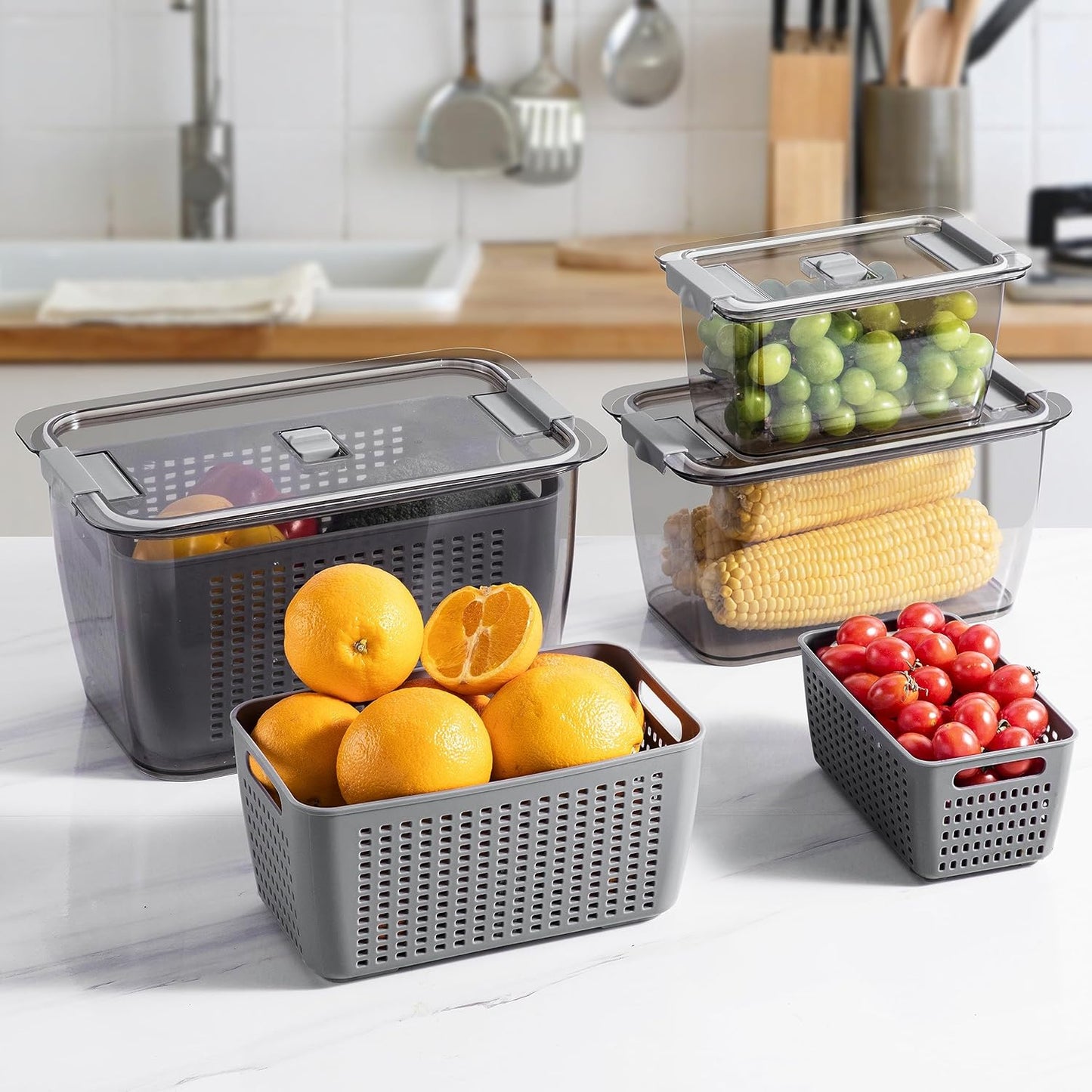 3 pcs Fresh food Vegetable Containers with vents