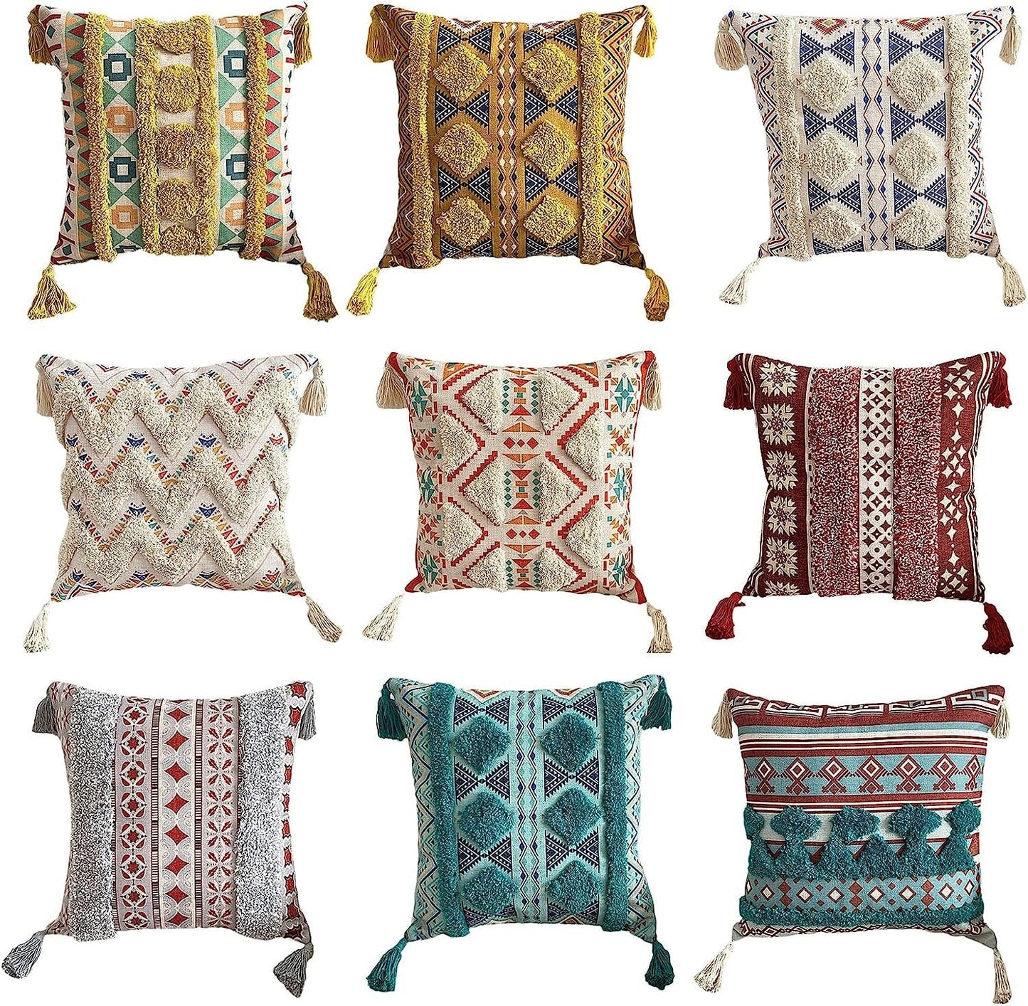 Boho Style Tufted Tassel Throw Pillow Cover/Pillowcase