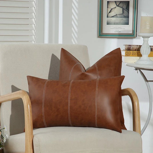 Vintage Faux Leather Throw Pillow Covers 45 x45cm