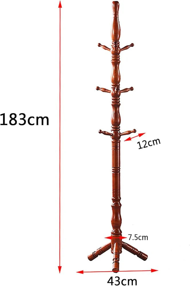 Retro Coat Rack Freestanding,Sturdy Solid Wooden Coat Rack Stand, Adjustable Coat Tree Floor Hanger With 8 Hooks, Coat Hanger Stand For Bedroom