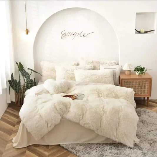 6pc Luxury Velvet Plush Fur Duvet set