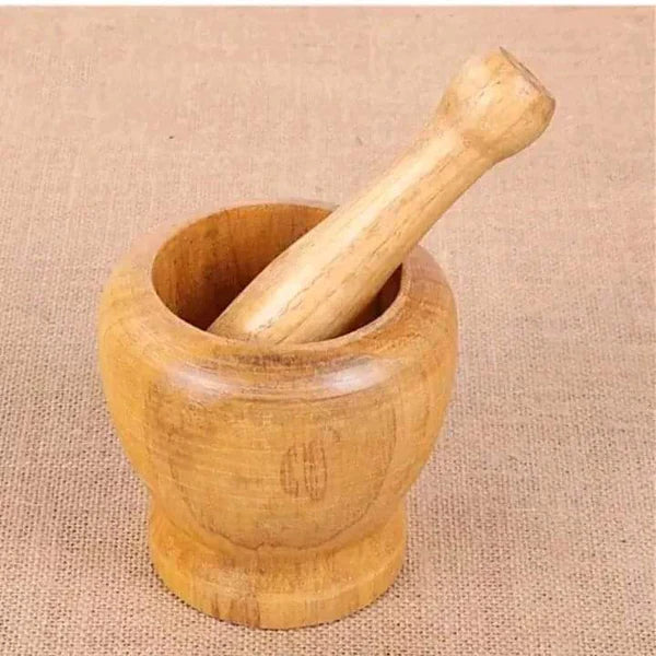 Wooden mortar and pestle