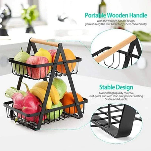 Metallic 2 layer multifunctional fruit rack