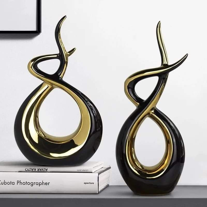 Modern Abstract Art Ceramic Statue, Home Ornament Artistic home decoration Modern Abstract Art Ceramic Statue, Home Ornament 2Pcs