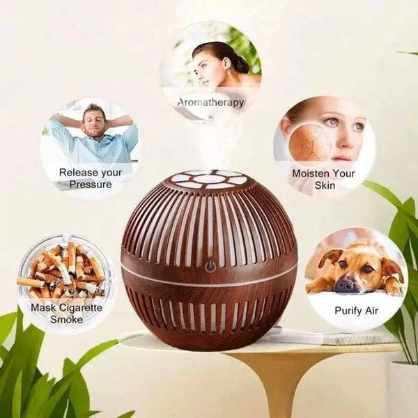 300ml Wood Grain round shape Air Humidifier