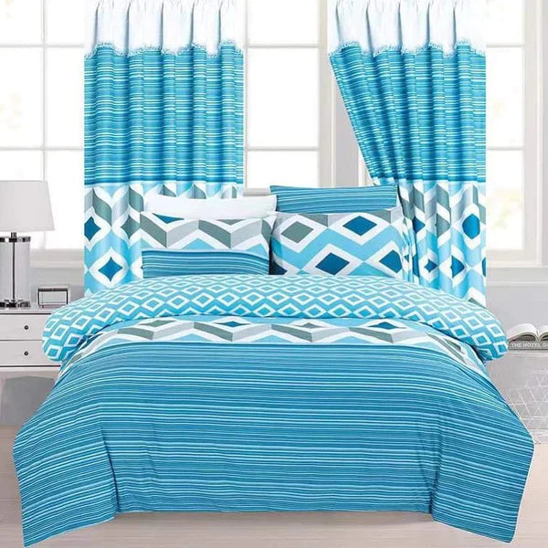 7pcs Woolen Duvet + Curtains Set