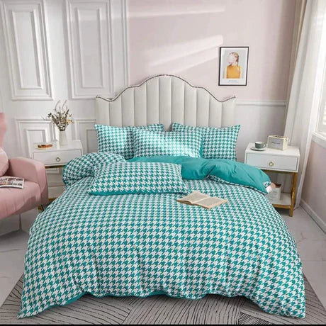 Checked Textured Duvet Cover Set