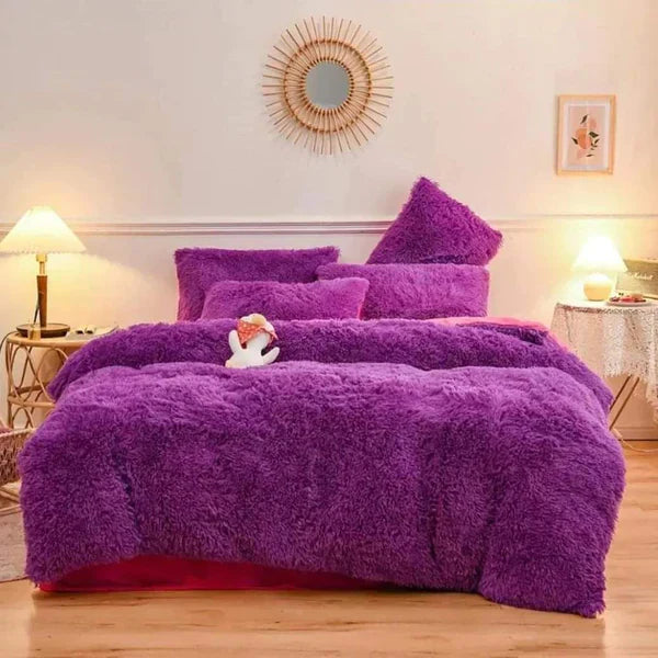 6pc Luxury designs Velvet plush Fluffy Duvet set