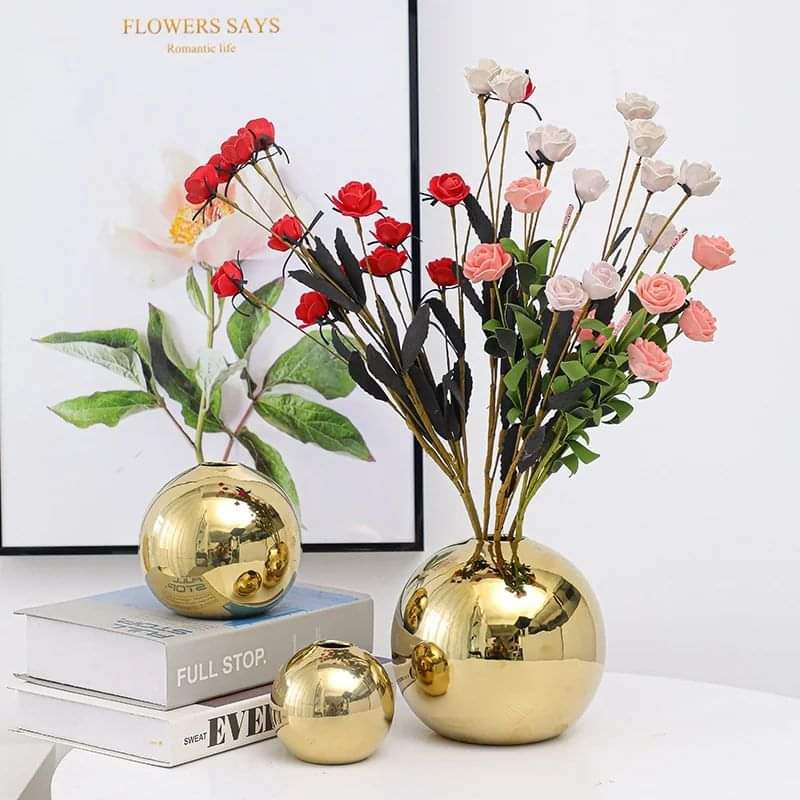 3pc Gold Vase Decor