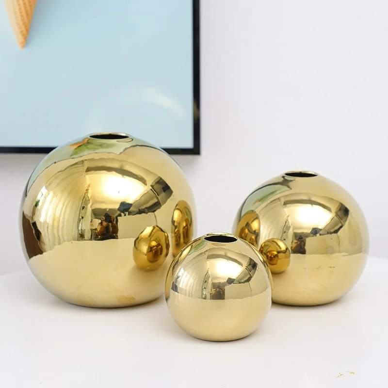 3pc Gold Vase Decor