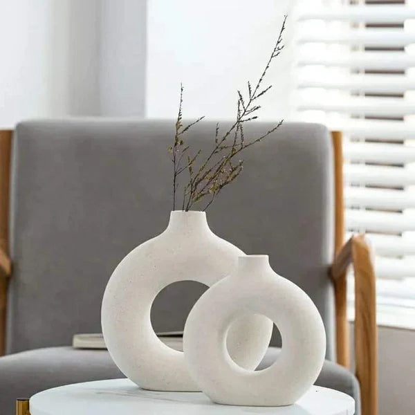 Nordic Ceramic Donut Flower Vase Circular Vase Ornaments