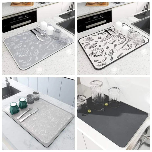 Absorbent dish drying mat