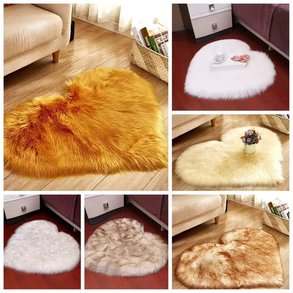 60cm Love heart faux fur Rug