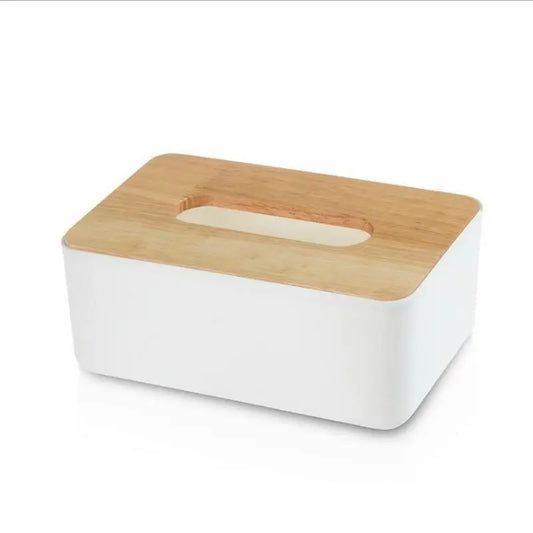 Table serviette plastic holder with bamboo cover