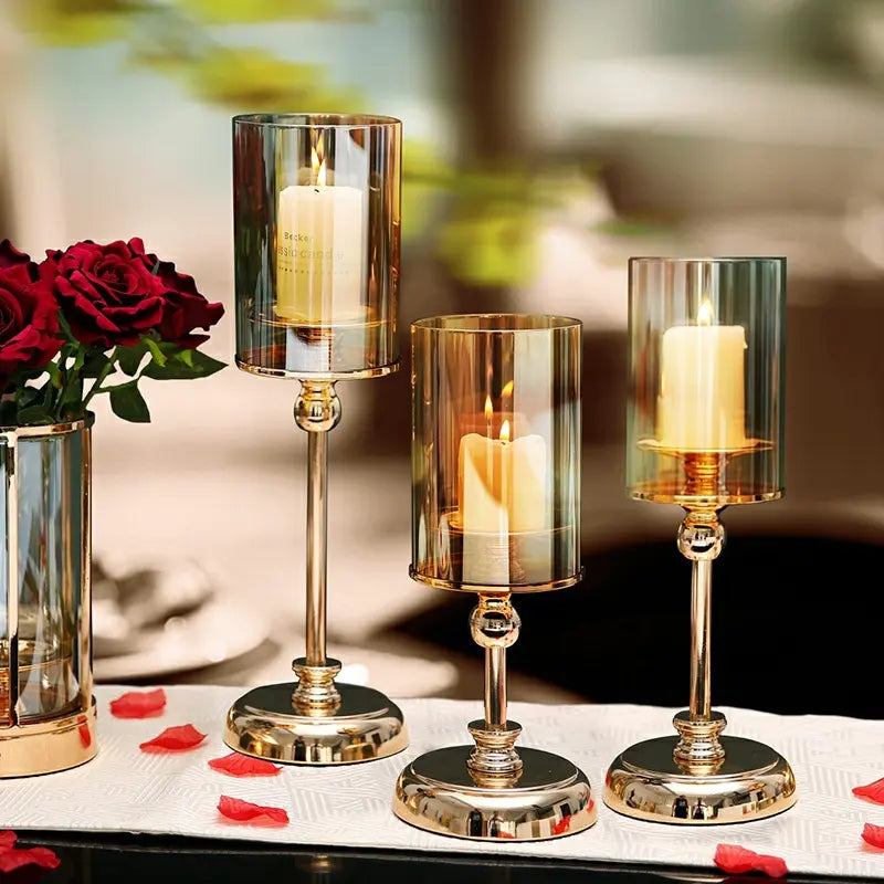 Alloy Glass Romantic Scented candles, candlestick holders