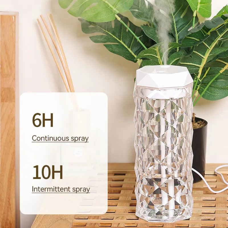 USB Desktop Crystal Humidifier Night Light 900ml Mist Aroma Diffuser Home Bedroom Humidifier Purifier