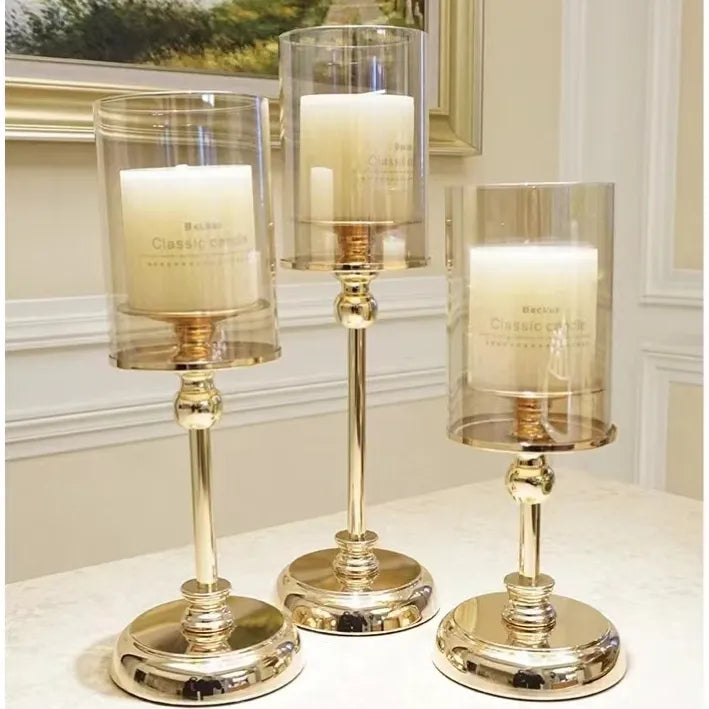 Alloy Glass Romantic Scented candles, candlestick holders