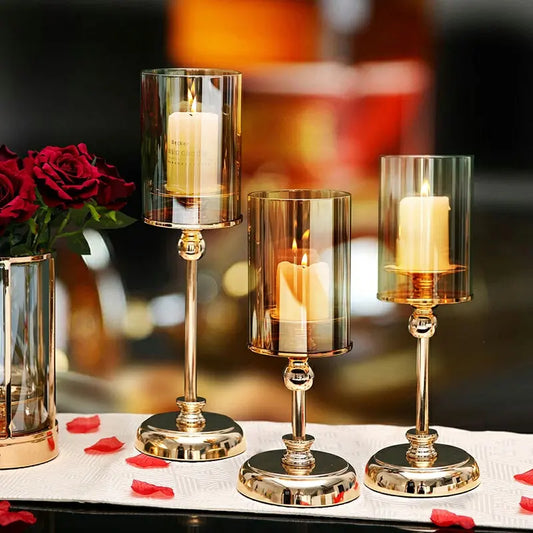 Alloy Glass Romantic Scented candles, candlestick holders