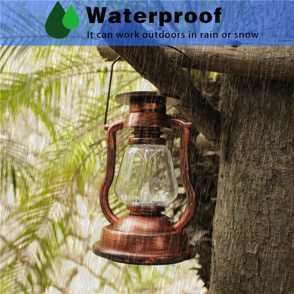 Lantern Solar Battery Rechargeable Camping Light LED Outdoor Lighting Candle Flame Tent Lantern Lamp Camping Supplies