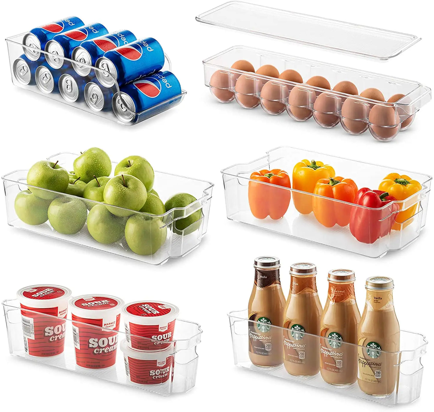 6pcs Stackable Storage Refrigerator Organizers