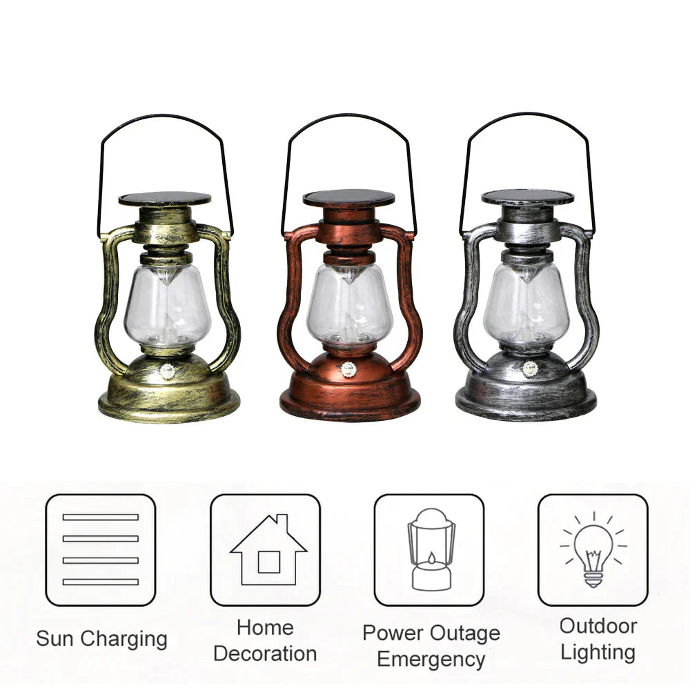 Lantern Solar Battery Rechargeable Camping Light LED Outdoor Lighting Candle Flame Tent Lantern Lamp Camping Supplies